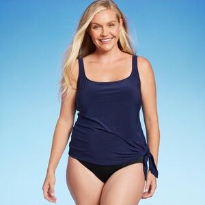 Target Women's UPF 50 Side-Tie Tankini Top - Aqua Green L